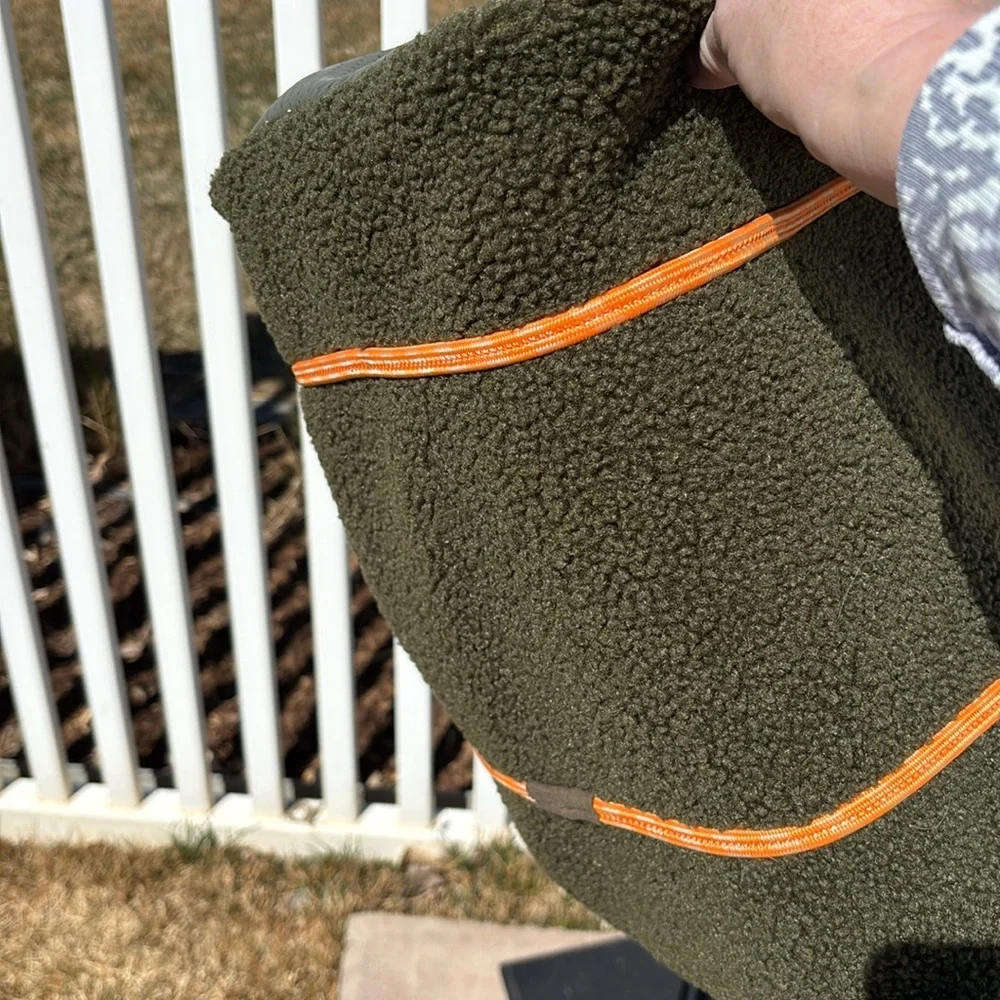 Anthropologie Green Faux Sheepskin Large Tote, with Pouch - Picture 9 of 9